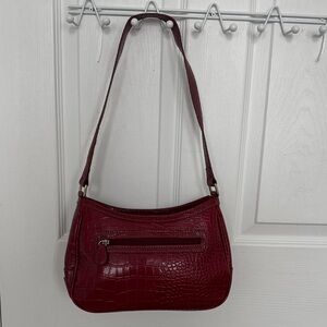 Liz Claiborne Maroon Croc-Embossed Shoulder Bag